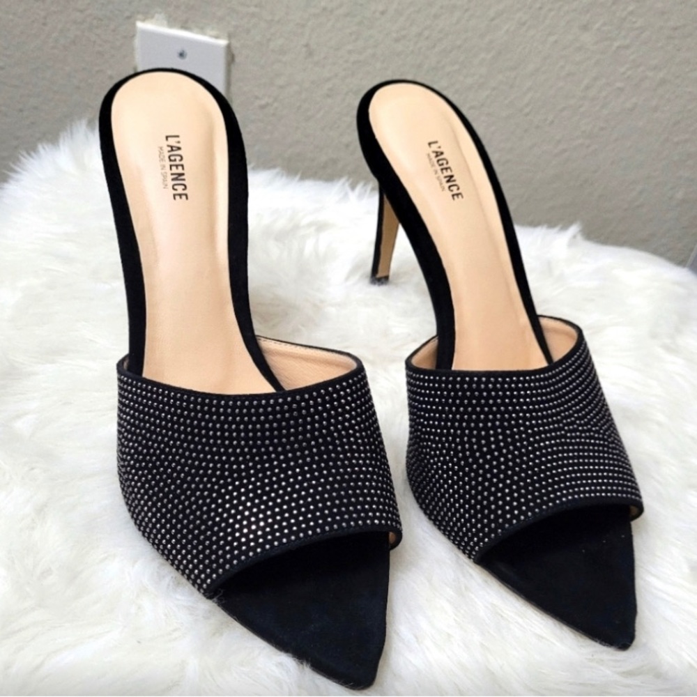 L'AGENCE Roxanne Mule Heels Studded Sandals
